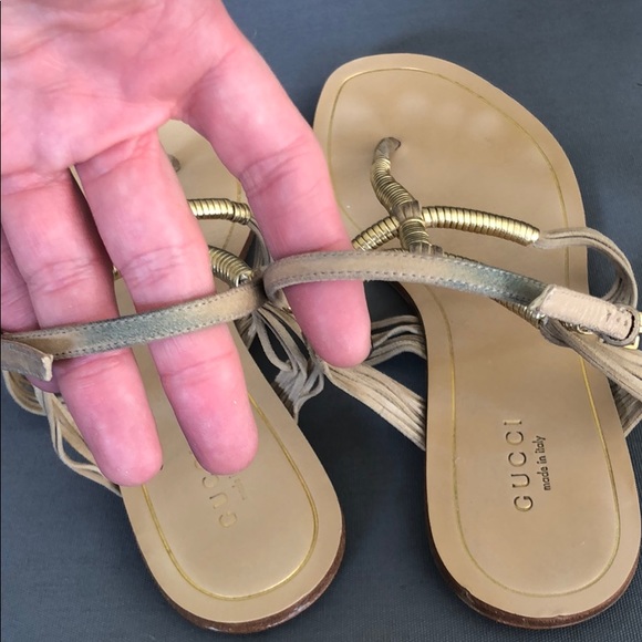 (Sold) Gucci Anita Metallic Suede Thong Sandal - Picture 7 of 8